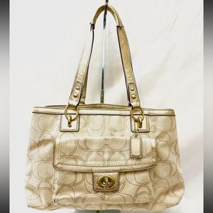 Coach Gold and Cream Shoulder Bag